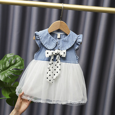 Rochie pentru copii cu tul si panglica punctata