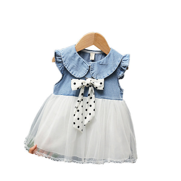Rochie pentru copii cu tul si panglica punctata