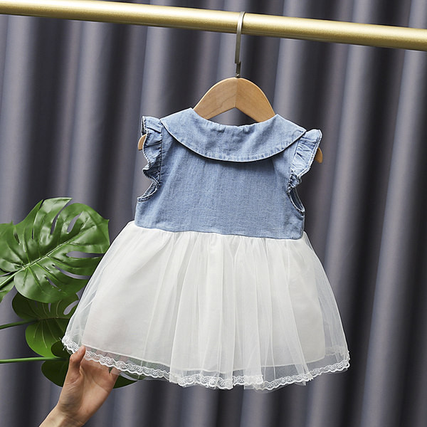 Rochie pentru copii cu tul si panglica punctata