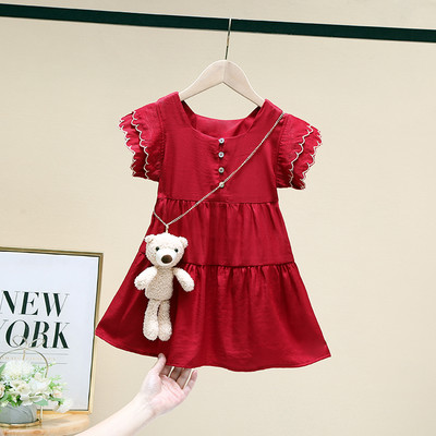 Jauna modeļa bērnu kleita ar pogām un īsām piedurknēm