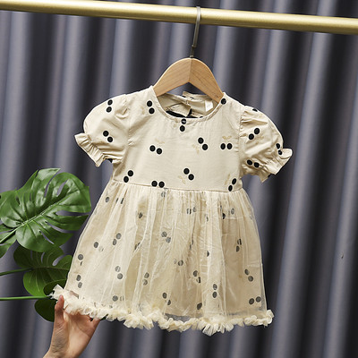 Bērnu kleita ar izgrieztu muguras daļu un īsām piedurknēm