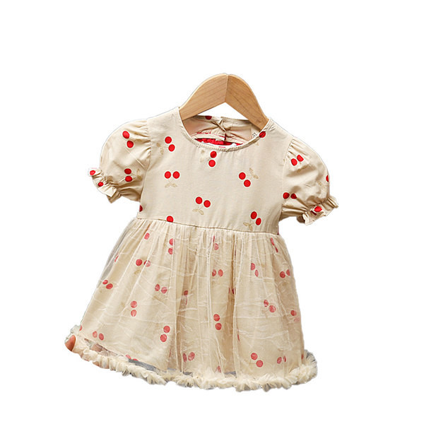 Bērnu kleita ar izgrieztu muguras daļu un īsām piedurknēm