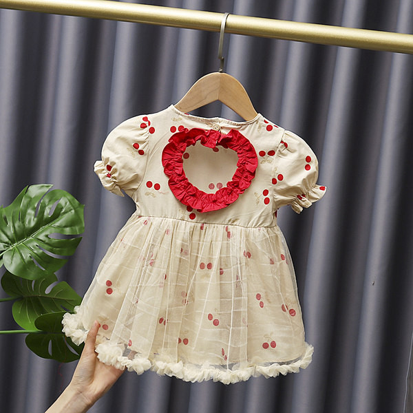 Bērnu kleita ar izgrieztu muguras daļu un īsām piedurknēm