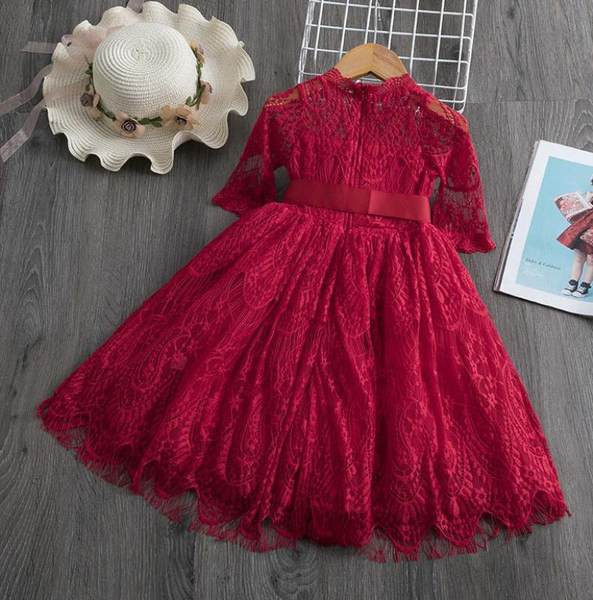 Rochie eleganta pentru copii cu broderie si panglica