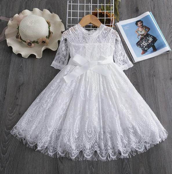 Rochie eleganta pentru copii cu broderie si panglica