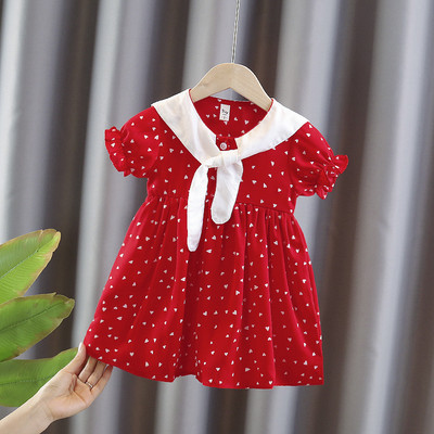 Παιδικό φόρεμα με καρδιές με κοντά μανίκια