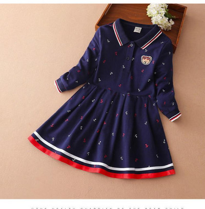 Rochie pentru copii cu maneci lungi si broderie de ursuleti