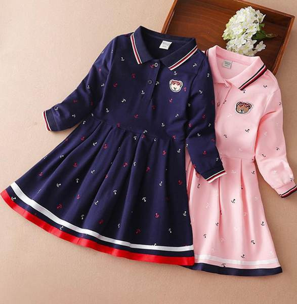 Rochie pentru copii cu maneci lungi si broderie de ursuleti