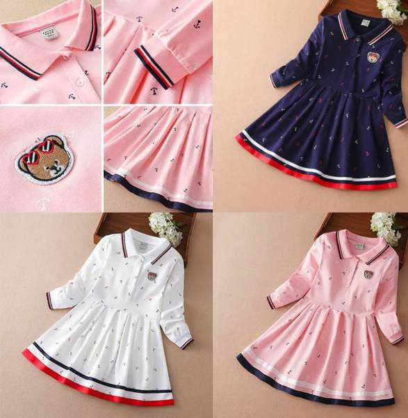 Rochie pentru copii cu maneci lungi si broderie de ursuleti