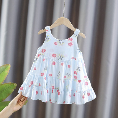 Πολύχρωμο παιδικό φόρεμα με λεπτά τιραντάκια για κορίτσια