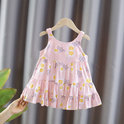 Πολύχρωμο παιδικό φόρεμα με λεπτά τιραντάκια για κορίτσια