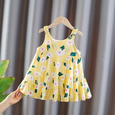 Πολύχρωμο παιδικό φόρεμα με λεπτά τιραντάκια για κορίτσια