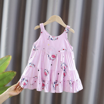 Πολύχρωμο παιδικό φόρεμα με λεπτά τιραντάκια για κορίτσια