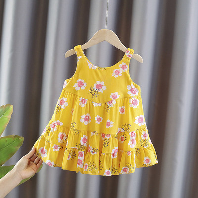 Πολύχρωμο παιδικό φόρεμα με λεπτά τιραντάκια για κορίτσια