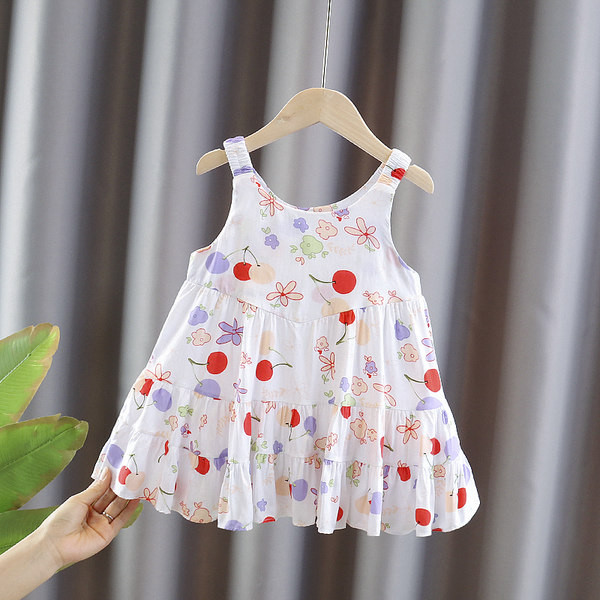 Πολύχρωμο παιδικό φόρεμα με λεπτά τιραντάκια για κορίτσια