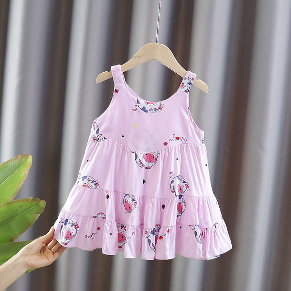 Πολύχρωμο παιδικό φόρεμα με λεπτά τιραντάκια για κορίτσια