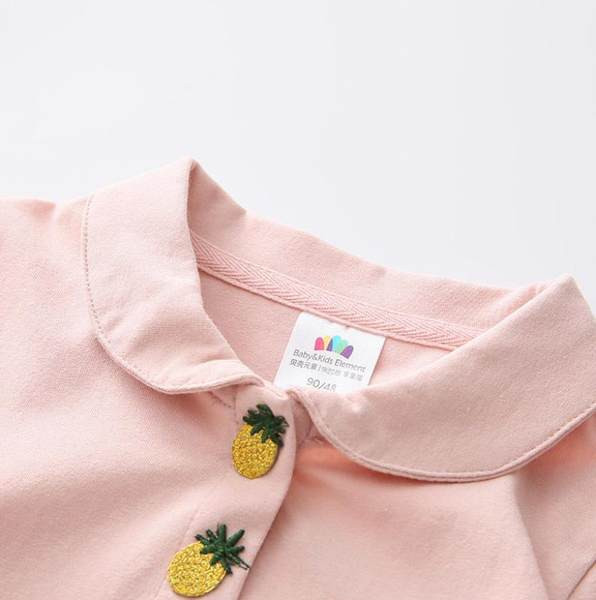 Παιδικό φόρεμα με κουμπιά και απλικέ ανανά