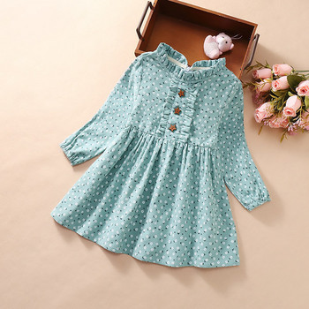 Детска рокля с флорални мотиви и О-образно деколте 