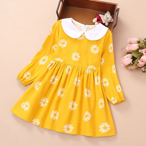 Παιδικό φόρεμα με στρογγυλή λαιμόκοψη και γιακά