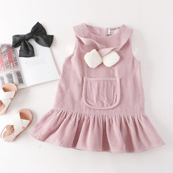 Μοντέρνο παιδικό φόρεμα κοτλέ σε ροζ χρώμα