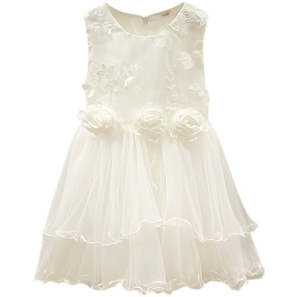 Aktuālā bērnu kleita ar 3D ziediem un platām lencēm