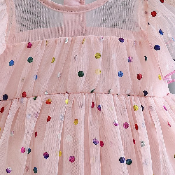 Παιδικό φόρεμα  με χρωματιστά πουά για κορίτσια