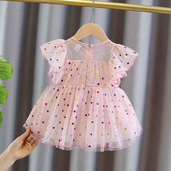 Παιδικό φόρεμα  με χρωματιστά πουά για κορίτσια