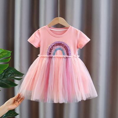 Παιδικό φόρεμα για κορίτσια με χρωματιστή φούστα