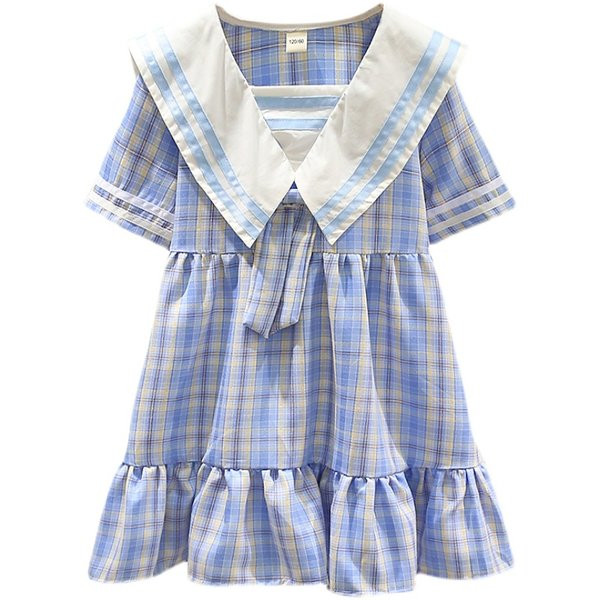 Παιδικό καρό φόρεμα με κοντό μανίκι