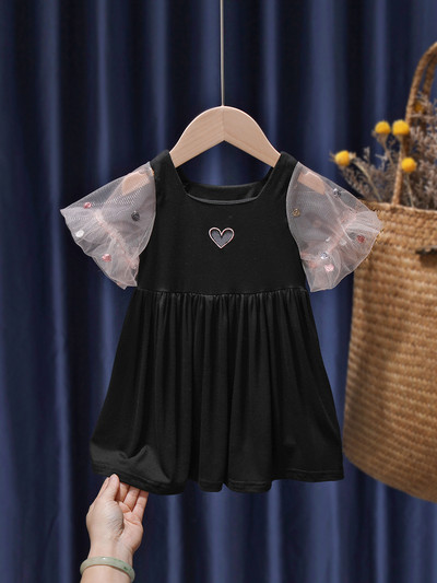 Модерна детска рокля с ръкави от тюл за момичета