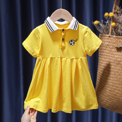 Ежедневна детска рокля с яка и бродерия -разкроен модел