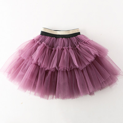 Детска тюлена пола с ластична талия в лилав цвят