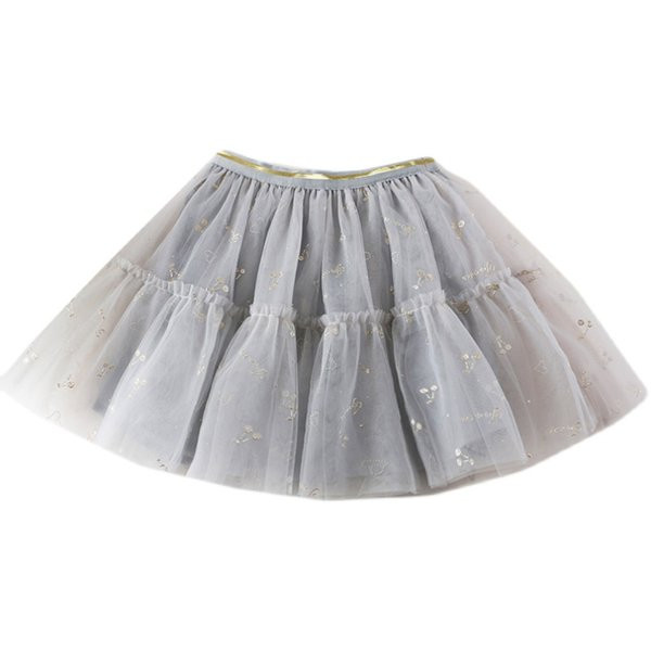 Παιδική φούστα με ελαστική μέση σε γκρι και ροζ χρώμα