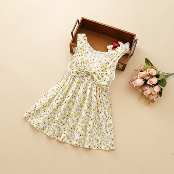 Casual παιδικό φόρεμα με μοτίβα λουλουδιών και λαιμόκοψη