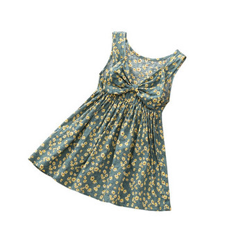 Casual παιδικό φόρεμα με μοτίβα λουλουδιών και λαιμόκοψη