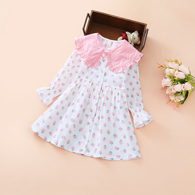 Bērnu kleita ar pogām meitenēm - ar apkakli