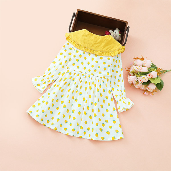 Bērnu kleita ar pogām meitenēm - ar apkakli