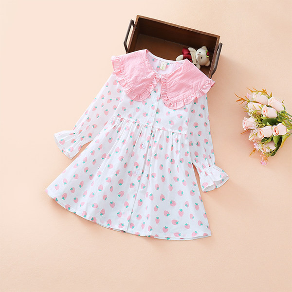 Bērnu kleita ar pogām meitenēm - ar apkakli