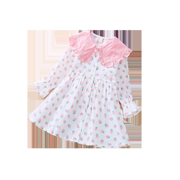 Bērnu kleita ar pogām meitenēm - ar apkakli