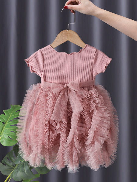 Šiuolaikinė suknelė mergaitėms su sandariu apačia