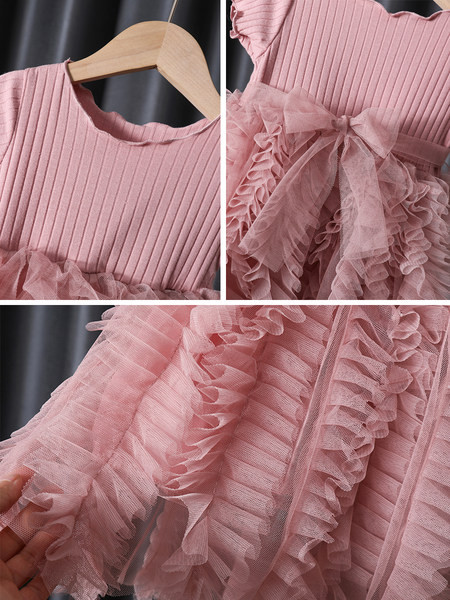 Šiuolaikinė suknelė mergaitėms su sandariu apačia