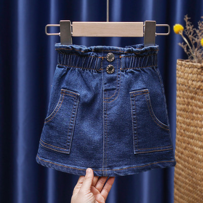 Jauna modeļa bērnu džinsa svārki ar pogām un kabatām