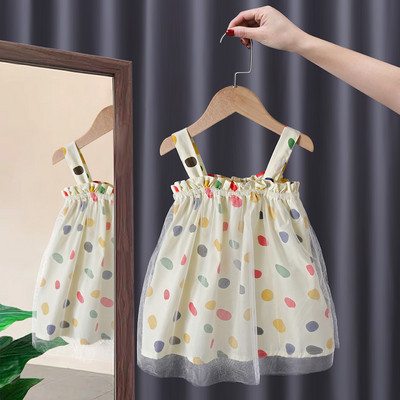 Καλοκαιρινό  φόρεμα για κορίτσια  με πολύχρωμο μοτίβο και τούλι