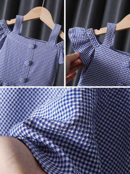 Rūtaina kleita meitenei ar lencītēm un īsām piedurknēm