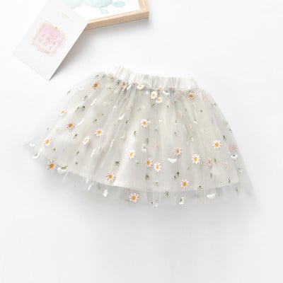 Mūsdienīgi bērnu tilla svārki ar izšuvumu meitenēm