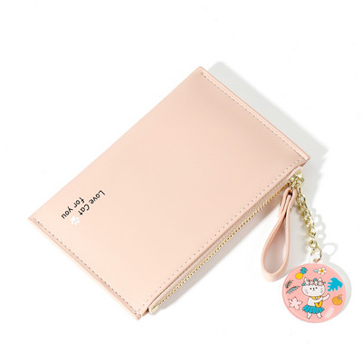 Λεπτό γυναικείο πορτοφόλι με φερμουάρ και αξεσουάρ