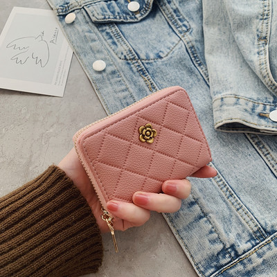 Νέο μοντέλο γυναικείο έκο δερμάτινο πορτοφόλι με μεταλλικό στοιχείο και φερμουάρ