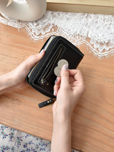 Portofel de dama din piele cu fermoar - mai multe culori