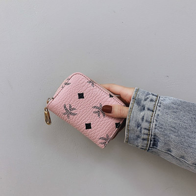 Γυναικείο έκο δερμάτινο πορτοφόλι με φερμουάρ και απλικέ σε τρία χρώματα