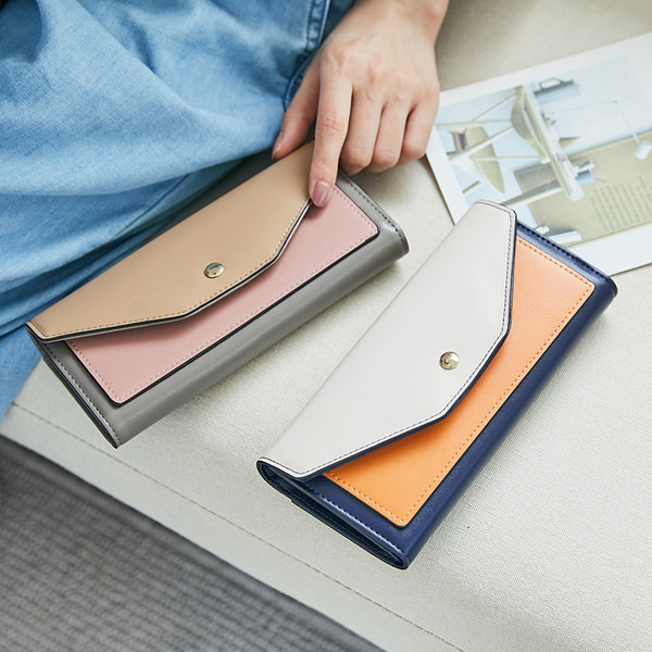 Γυναικείο έκο δερμάτινο πορτοφόλι με μεταλλική στερέωση - οικολογικό δέρμα